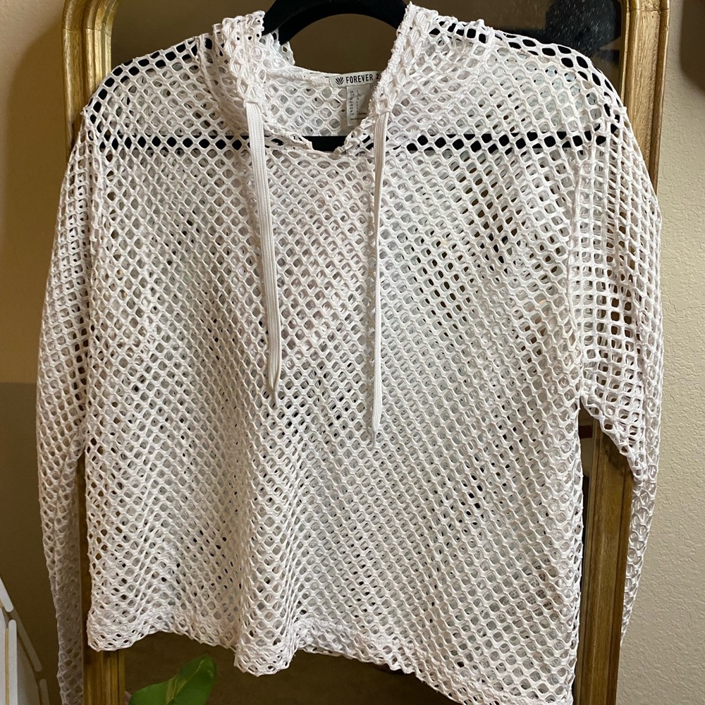 Forever 21 Mesh Cropped Hoodie